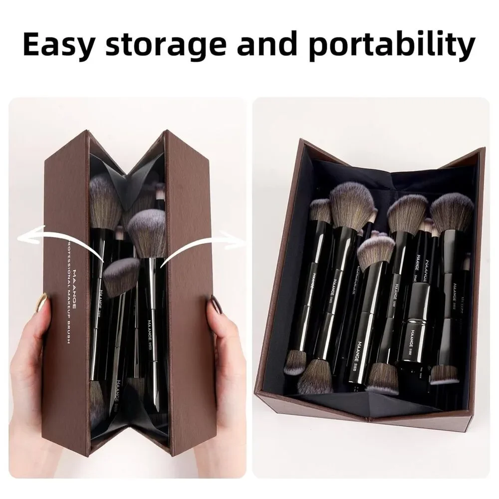 Maange 20 Pcs Black Double-End Multi-functional Makeup Brushes With Gift Box